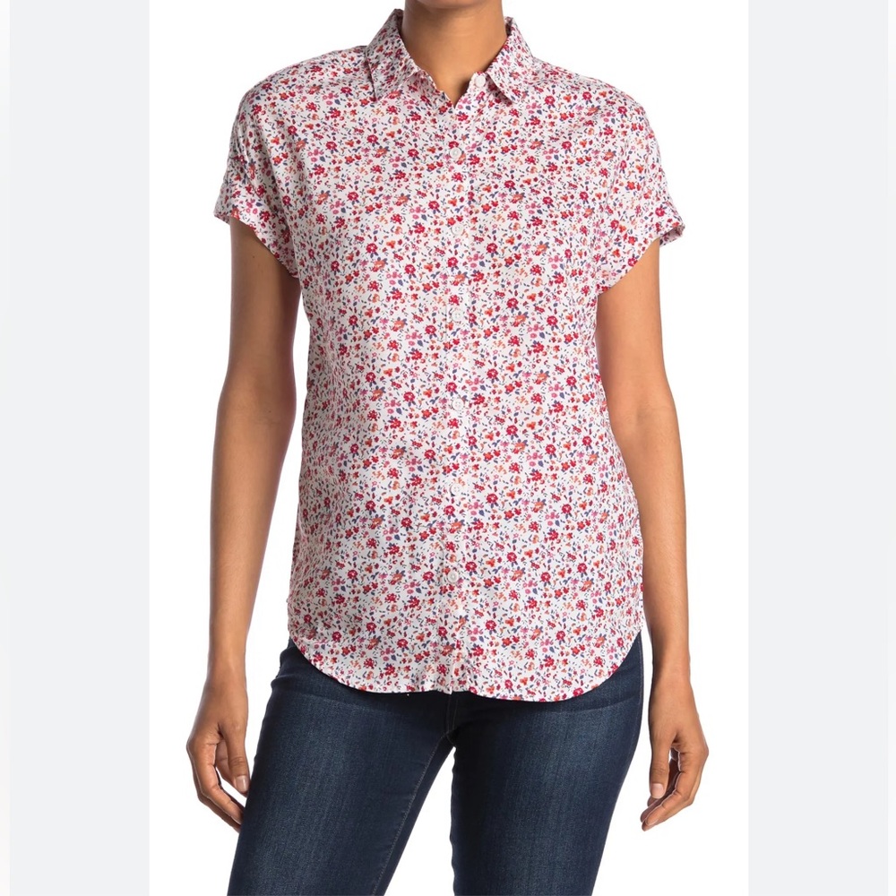 New BeachLunchLounge Spencer Button Down Shirt Floral Primrose Size Small